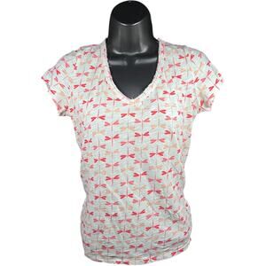 Boy by Band of Outsiders L Coquette Dragonfly Tee White Pink Short Sleeve Y2K